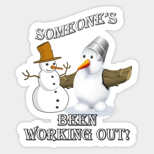 Snowmen Gifts, Funny Snowman Shirt, Workout Snowmen Fun Saying Christmas Gift Sticker